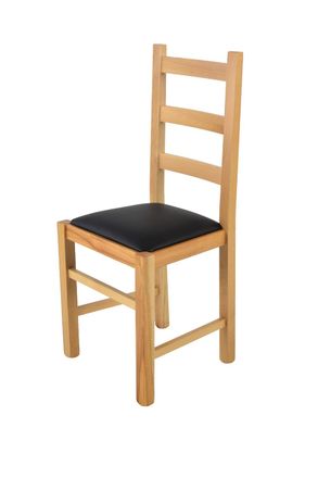 Tommychairs Tommychairs Silla Rustica En Haya Color Natural Y Asiento En Polipiel Negra