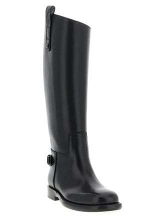 Burberry Womens Black Calfskin Over The Knee Shoe