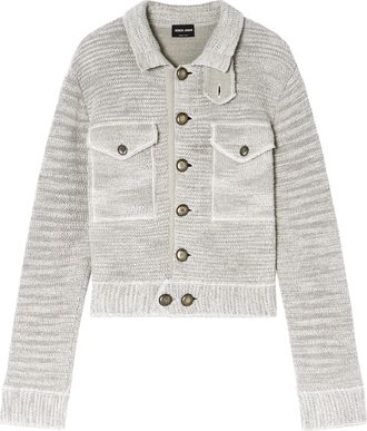Giorgio Armani Textured Cropped Knit Blouson with Metallic Accents