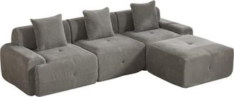 Urban Meuble Sof&aacute; esquinero modular 3 plazas en chenilla gris sin montaje