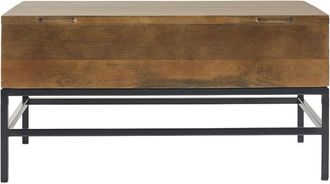 Miliboo Mesa Baja Elevable Industrial De Madera De Mango Macizo Tintada Y Metal Negro L90 Cm Ypster
