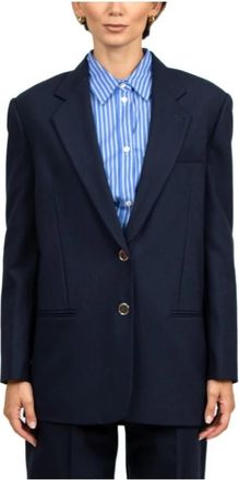Tela Blauwe Wol Single-Breasted Jas - Dames - Blazers - Blauw - M - Wol - Jassen