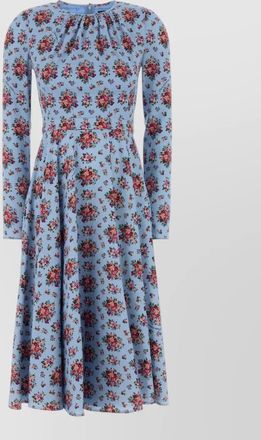 Dolce & Gabbana floral midi dress pleated skirt long sleeves