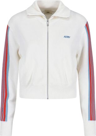 Autry White Viscose Blend Zip Sweatshirt