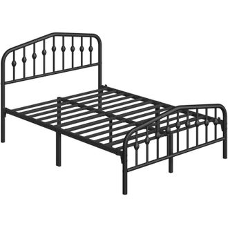 Yaheetech Struttura Letto Moderno in Metallo con Testiera Rete a Doghe per Camera 140 &times; 200 cm Nero - Yaheetech