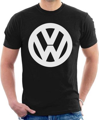 Volkswagen Mens Classic White VW Logo Mens T-Shirt, Black, XL