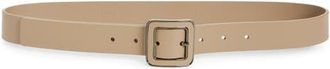 Nordstrom Mila Leather Belt in Taupe- Gunmetal at Nordstrom, Size Medium