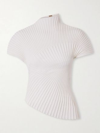 Cult Gaia Top Asimmetrico In Cotone A Coste Annemie - Bianco sporco