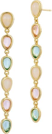 Savvy Cie Jewels 18K GOLD PLATED PASTEL CABOCHON CZ DROP EARRINGS