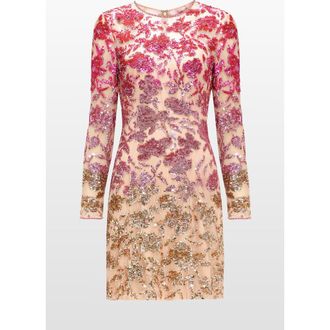 Jenny Packham Jazz Sequin-Embellished Floral-Pattern Mini Dress in Morganite at Nordstrom, Size 10 Uk