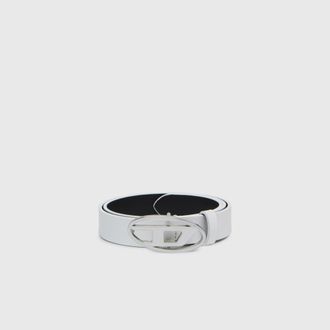 Diesel 2.4cm leather belt with enamelled Oval D buckle - Belts - Woman - White