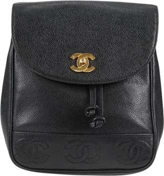 Chanel Black Leather Backpack Bag (Pre-Owned)
