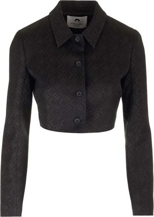 Marine Serre Cropped Moon Diamond Jacquard Jacket - Dames - Spijkerjassen - Zwart - M - Jassen