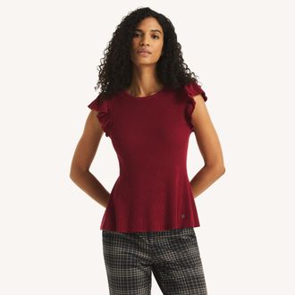 Nautica Womens Flutter Sleeve Sweater