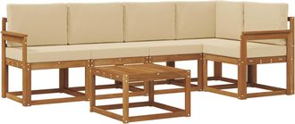 vidaXL Conjunto De Sof&aacute;s De Exterior 6 Uds. Natural Y Beige Vidaxl