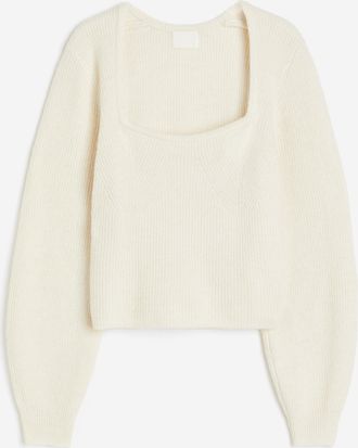 H&M Gerippter Pullover - White