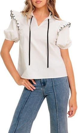Flying Tomato Puff Sleeve Woven Top in Ivory at Nordstrom Rack, Size Medium