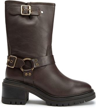 Sole Womens Grunge Biker Boots - Brown Leather - Size UK 5