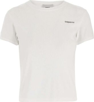 Coperni Katoenen T-shirt met ronde hals en logo detail - Dames - T-shirts - Wit - M - Katoen - Tops