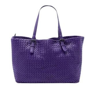 Bottega Veneta Pre-owned Tote Bags, female, Purple, Size: ONE SIZE Pre-owned Woven Leather Tote Bag