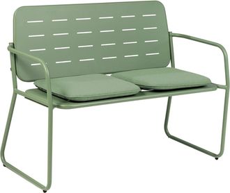 LLR Collection Hochwertige Garten-Sitzbank Shogun mit Armlehnen, Olive