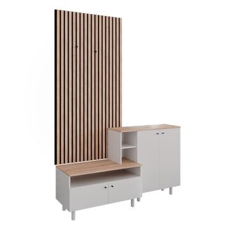 Vicco Conjunto De Recibidor Elano, Blanco/roble, 140 X 80 Cm 2 Partes, Vicco