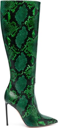 Bally snakeskin-print leather boots - women - Calf Leather/Calf Leather/Calf Suede - 37 - Green