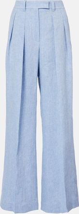 Brunello Cucinelli High-rise linen-blend wide-leg pants