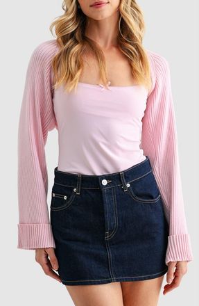 All in Favor Rib Knit Bolero in Pink at Nordstrom, Size X-Large