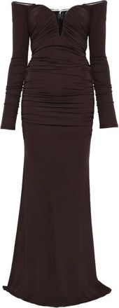 Elisabetta Franchi Off-the-shoulder Gathered Maxi Dress