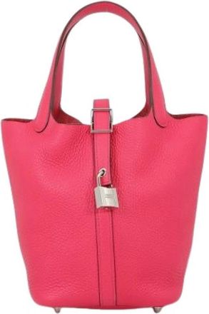 Herm&egrave;s Pre-owned Picotin Handbag - Dames - Vintage Tas - Roze - ONE Size - Leer - Vintage
