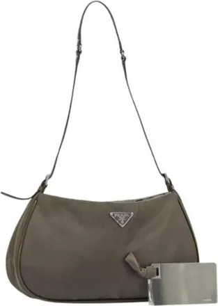 Prada Pre-owned Shoulder Bags, female, Green, Size: ONE SIZE Pre-owned Vintage Nylon Shoulder Bag