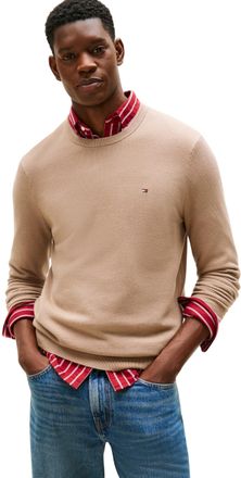 Tommy Hilfiger Mens Regular Fit Essential Structure Crew Neck Jumper, Beige (Coastal Taupe), L