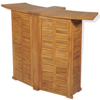 Berkfield Home Folding Bar Table 155x53x105 cm Solid Teak Wood in Brown | Size: 155 x 53 x 105 cm