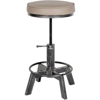 Clp Taburete Destin en polipiel ajustable en altura Plateado antiguo