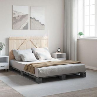 vidaXL Vidaxl - Bed Frame without Mattress Grey 140x200 cm Solid Wood Pine