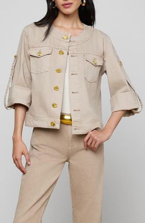 L'agence Anouk Collarless Jacket in Biscuit at Nordstrom, Size X-Large