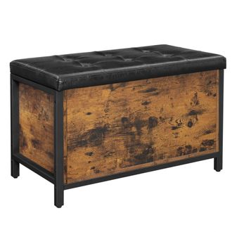 Vasagle Puff de almacenaje con asiento acolchado de color marr&oacute;n y negro