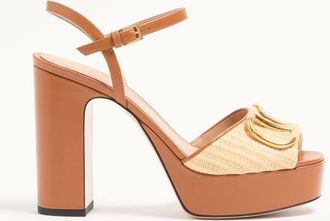 Valentino Garavani VLogo Signature Platform Sandal In Raffia 115Mm Wo