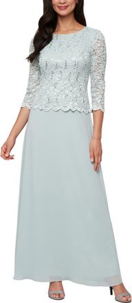 Alex Evenings Mock Two-Piece Formal Gown in Fresh Mint at Nordstrom, Size 16