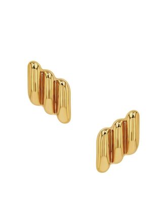 Anine Bing Diagonal Ribbed Earrings - Gold
