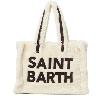 MC2 Saint Barth Bianco Colette Teddy Maxi Logo Sherpa Tote Bag