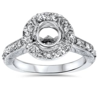 Pompeii3 1/2ct Vintage Halo Diamond Ring Setting 14K White Gold Size Selectable
