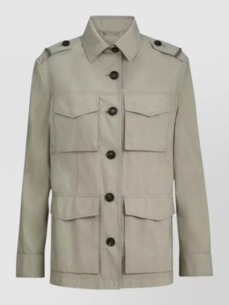 Brunello Cucinelli cotton jacket pockets collar epaulettes buttons