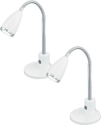 Loops 2 PACK Table Lamp Colour White Chrome Steel Rocker Switch GU10 1x3W Included