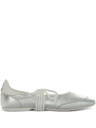 Patrizia Pepe lace-up leather ballet flats - women - Lambskin/Rubber/Calf Leather/Lambskin - 40 - Silver