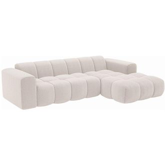 Vente-Unique Divano angolare destro in tessuto ciniglia beige CALESO di Maison C&eacute;phy