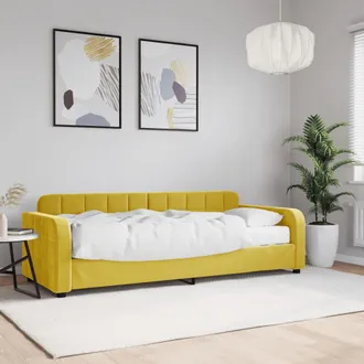 vidaXL Sof&aacute; Cama Con Colch&oacute;n Terciopelo Amarillo 80x200 Cm Vidaxl