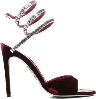 Rene Caovilla 105mm Cleo Spark sandals - women - Rhinestone/Velvet/Calf Leather/Calf Leather/Glitter - 39 1/2 - Red