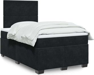vidaXL Cama Box Spring Con Colch&oacute;n Terciopelo Negro 120x190 Cm Vidaxl